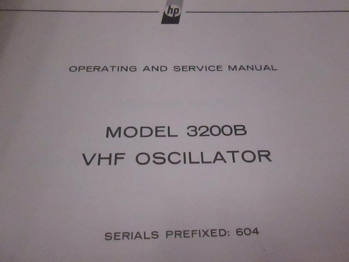 Used HP Model 3200B VHF Oscillator Operating And Service Manual, Used