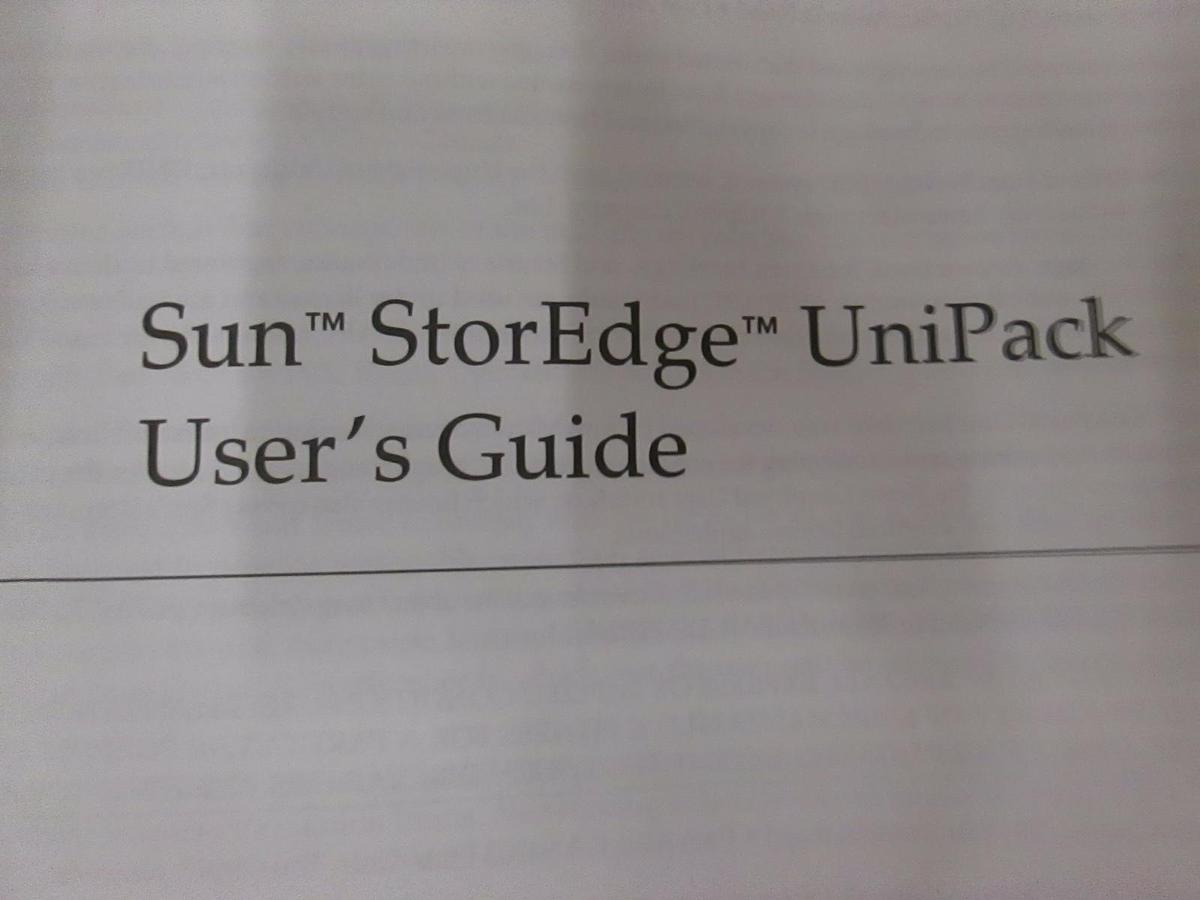 Used Sun StorEdge UniPack User's Guide, 805-3941-10, Used