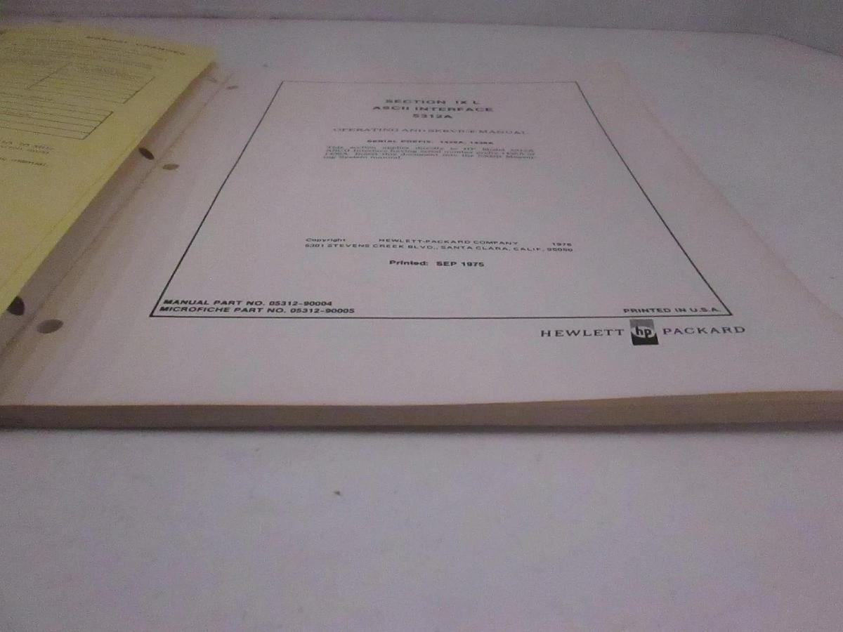 Used HP ASCII Interface 5312A Operating and Service Manual, Used