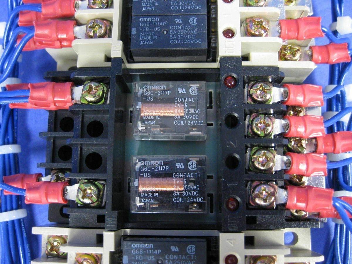 Used OMRON Relay Assy w/ G6B-1114P Relays and G6C-2117P Power Relays, Track Mount