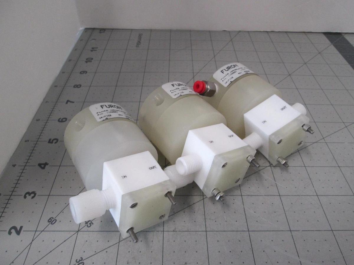 Used Furon NV2-224 High Purity N.O. Pneumatic Valve, 60 psi/100 psi, Used, Lot of 3