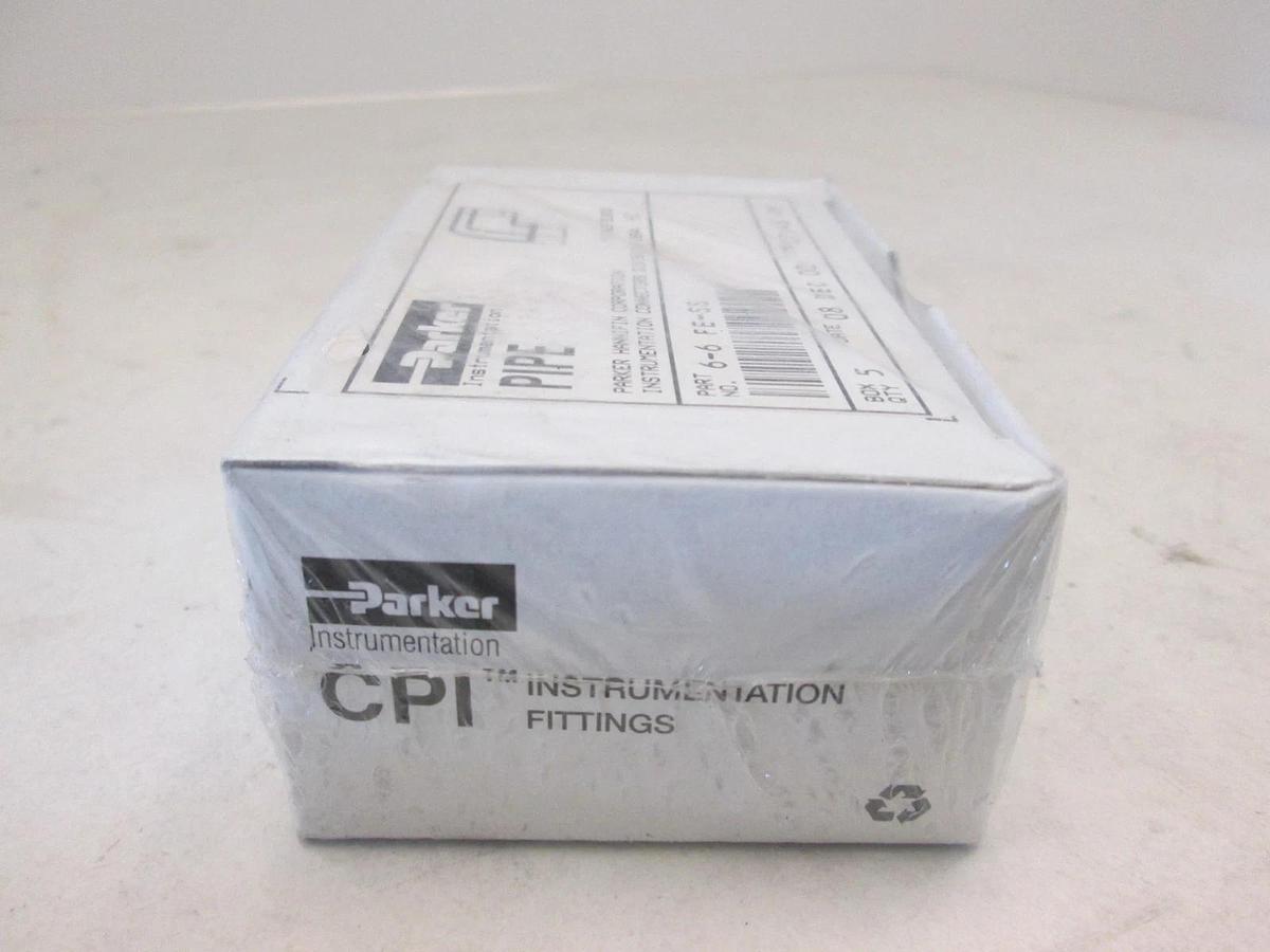 Parker, 6-6 FE-SS, Female Elbow Pipe Fitting Box of 5, New, Original Packaging
