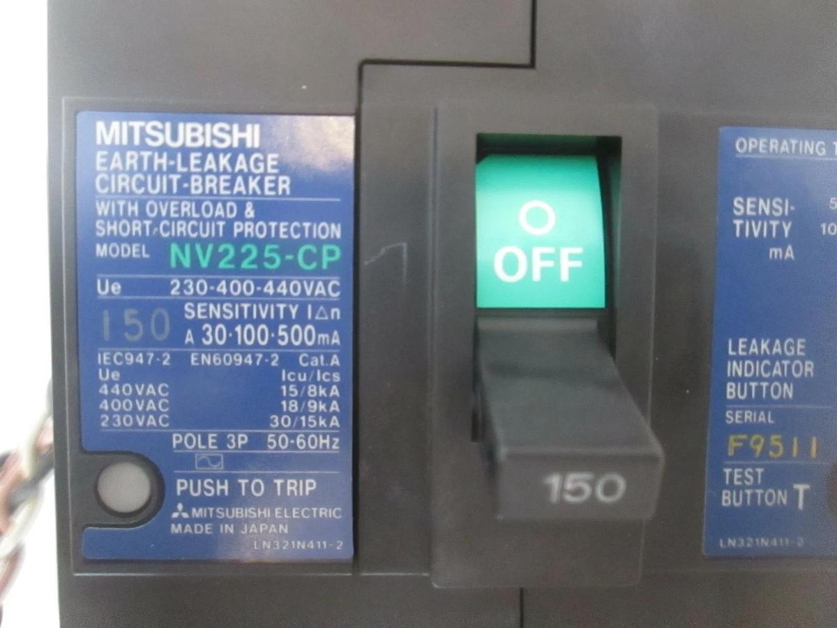 Used Mitsubishi, NV225-CP, 150A, Earth-Leakage Circuit Breaker, Used