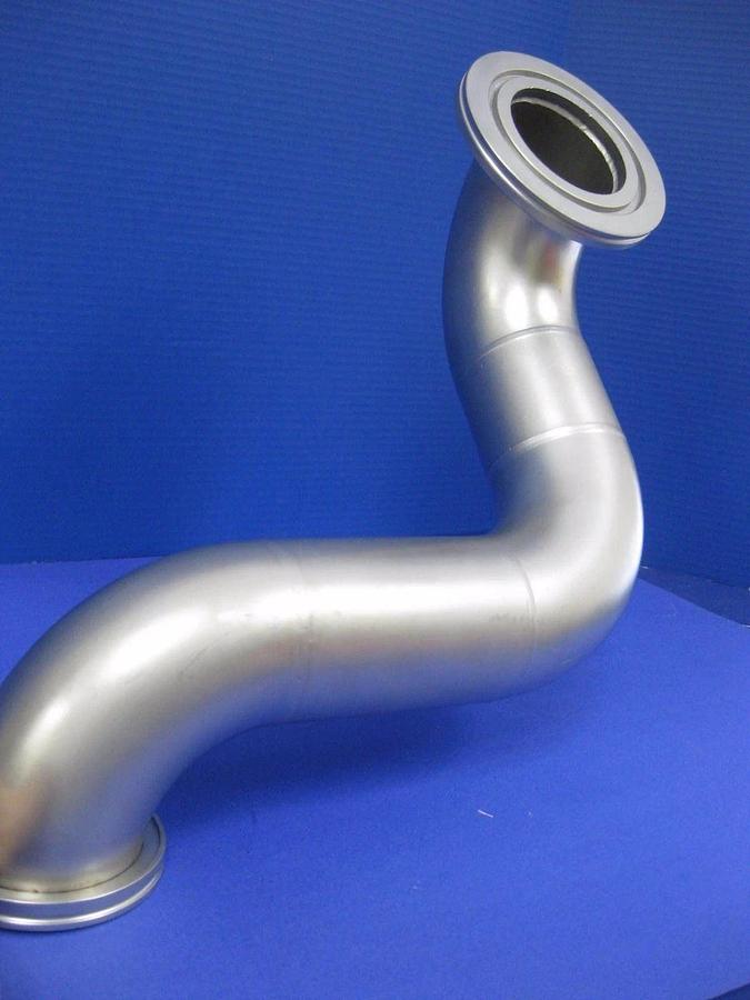 Used Stainless Steel Triple Elbow Vacuum Pipe 90° (x3), ISO-63 - ISO-100 Adapter