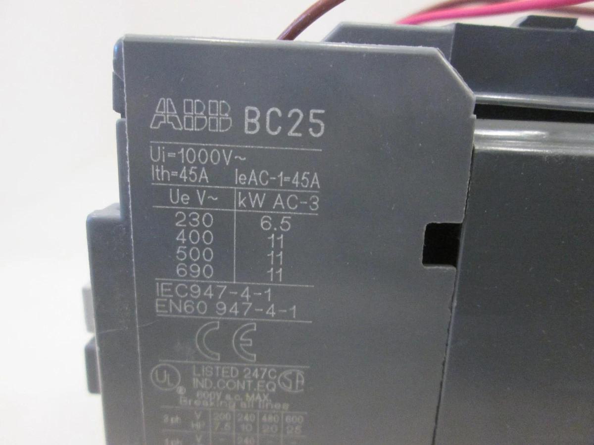 Used ABB, BC25-30-10 Contactor, 45A, 24VDC, Used