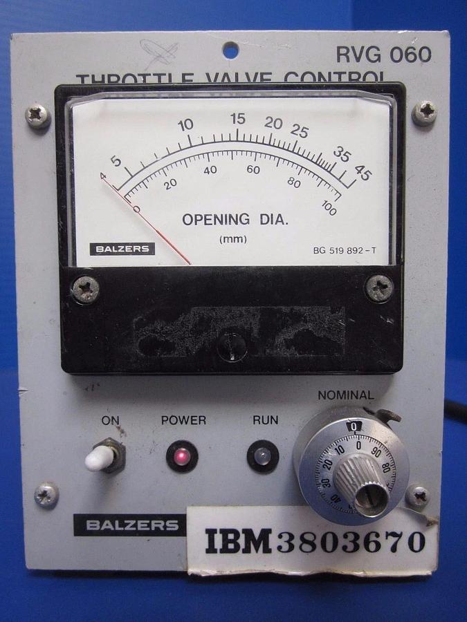 Used Balzers RVG 060 Throttle Valve Control BGM 46, Used