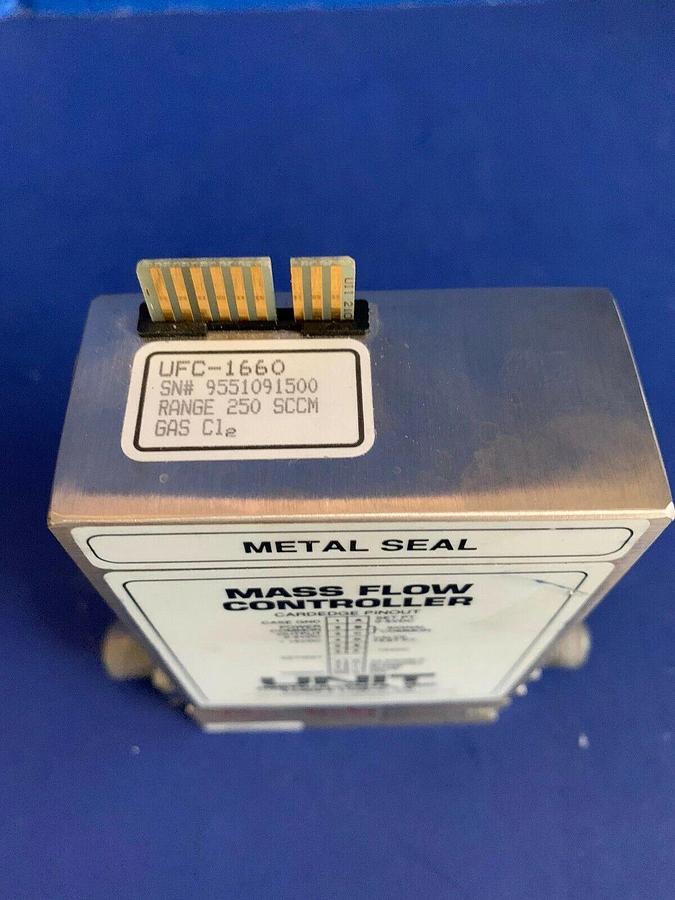 Used UNIT UFC-1660 Mass Flow Controller, Metal Z-Seal, 250 SCCM, CL2, FOR PARTS