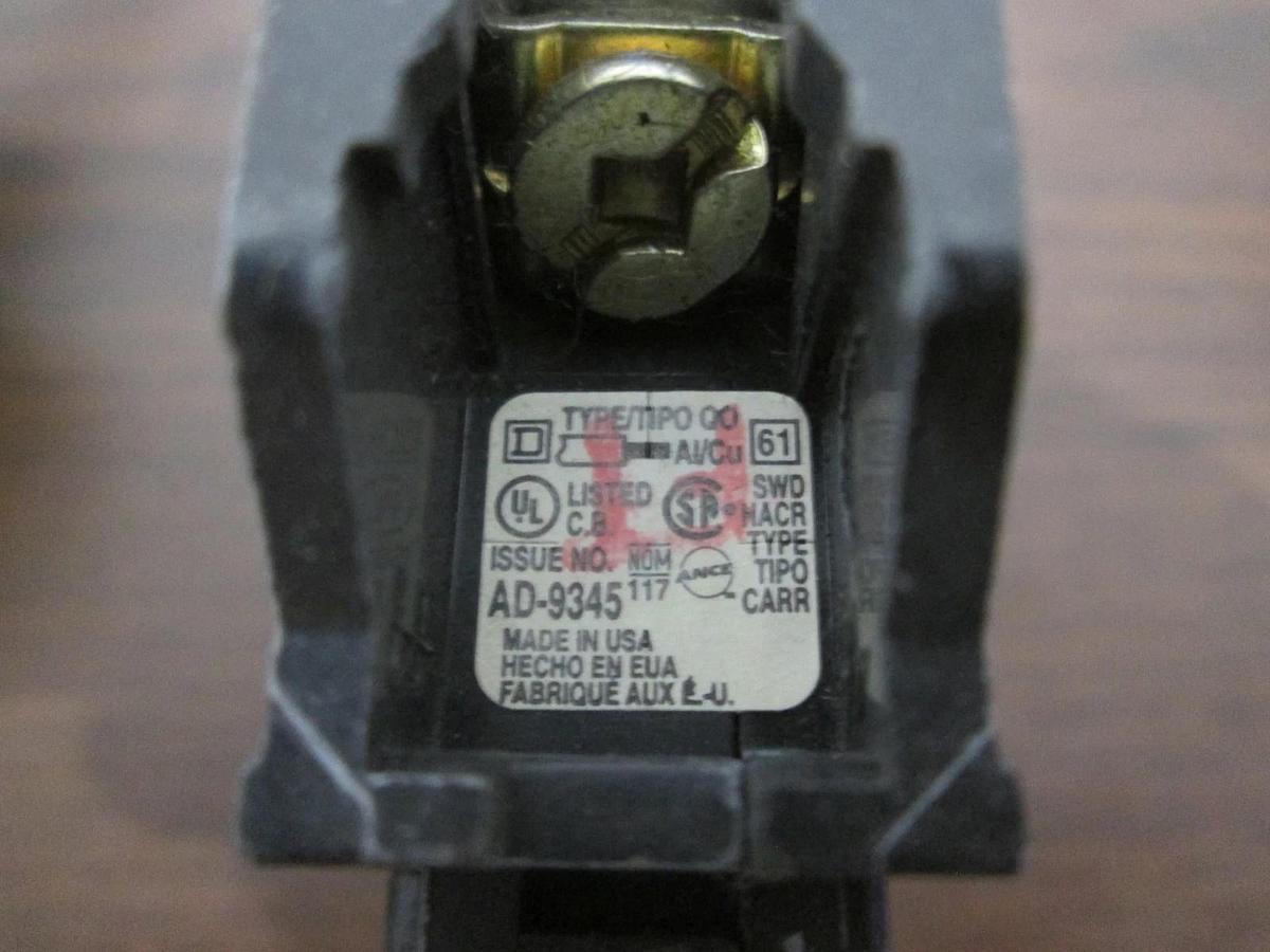 Used Square D, Type HACR, AD-9345, Single Pole Circuit Breaker, 20A, Used