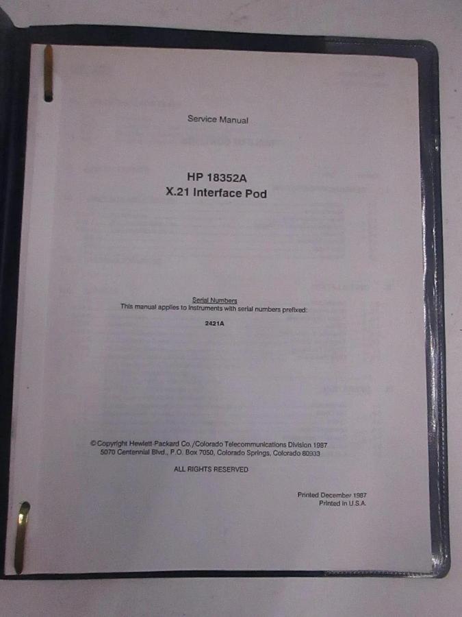 Used HP 18352A, X.21 Interface Pod Service Manual, Used