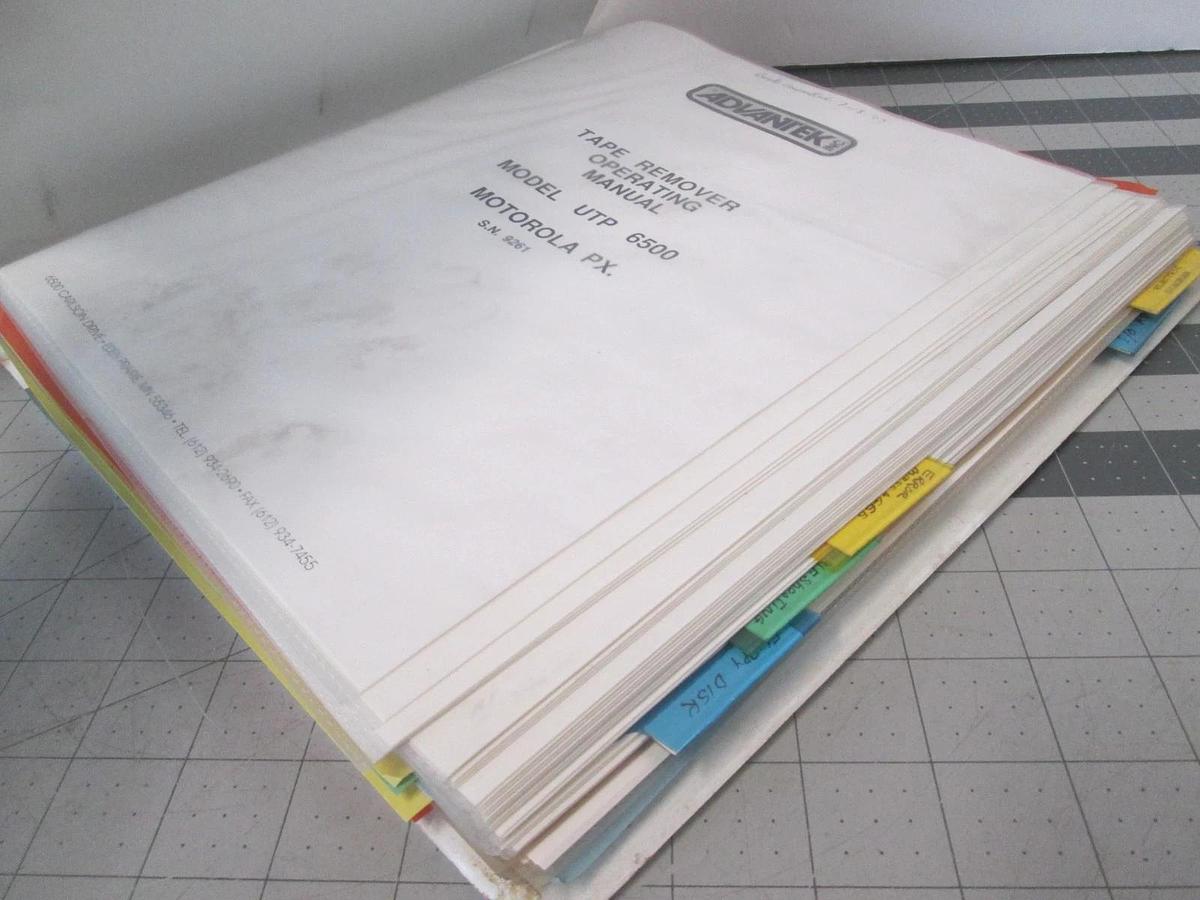 Used Advantek, Tape Remover Operating Manual, UTP 6500, Used