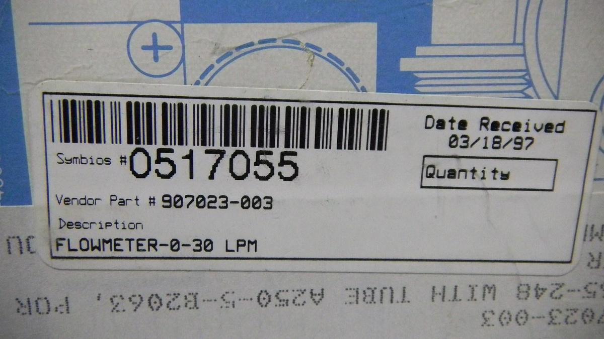 Used Porter B-2063 Flowmeter, 0-30, NEW Watkins Johnson 907023-003