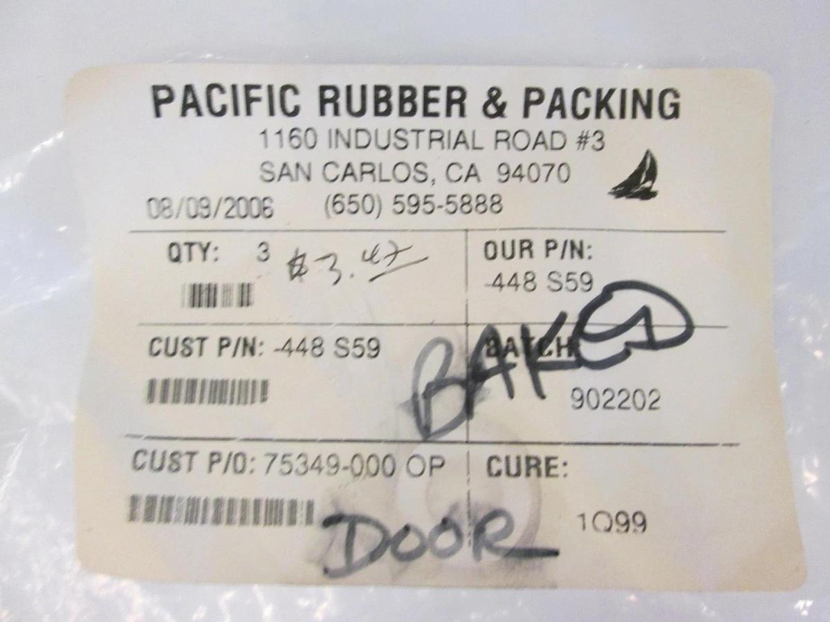 Used Pacific Rubber, Silicone Baked Red 448S59, O-Ring Lot of 2