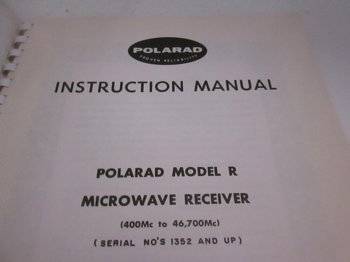 Used Polarad Model R Microwave Receiver Instruction Manual, Used