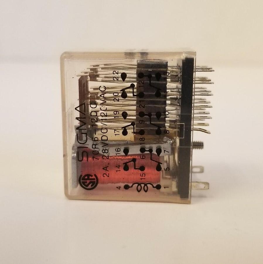 Used Sigma 70R6-12DC Relay, 2A, 28 VDC, Lot of 6