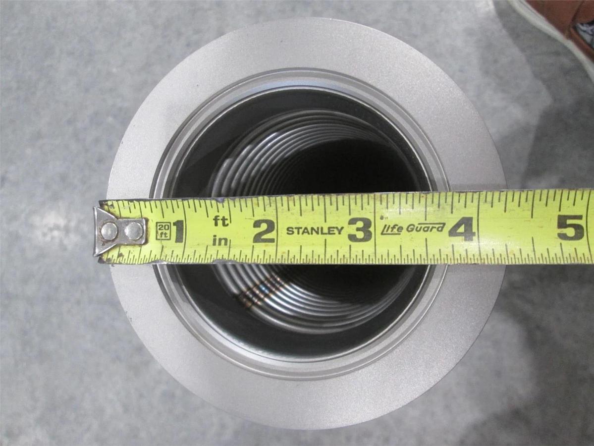 Stainless Steel Formed Bellows Vacuum Pipe / Hose, 19 1/2"L, 107MM Flange, Used