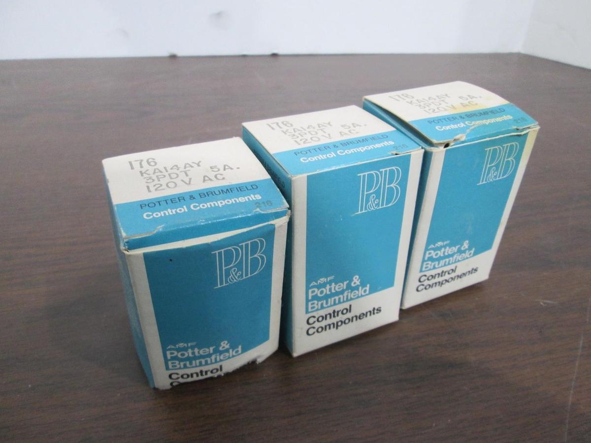 Potter & Brumfield, KA14AY, Relay, 120V, 5A, New, Lot of 3