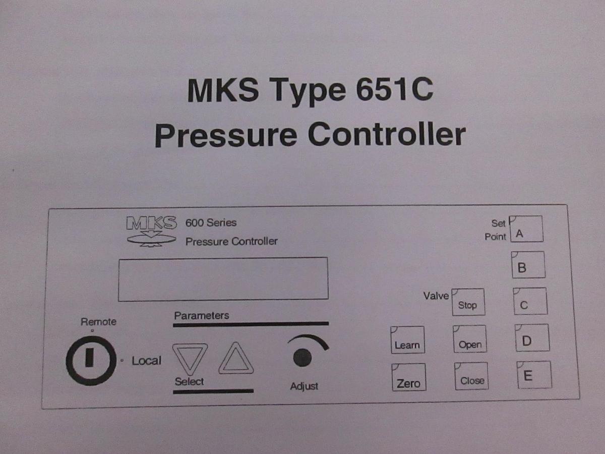 Used MKS Type 651C Pressure Controller Manual, 115605-P1, Used