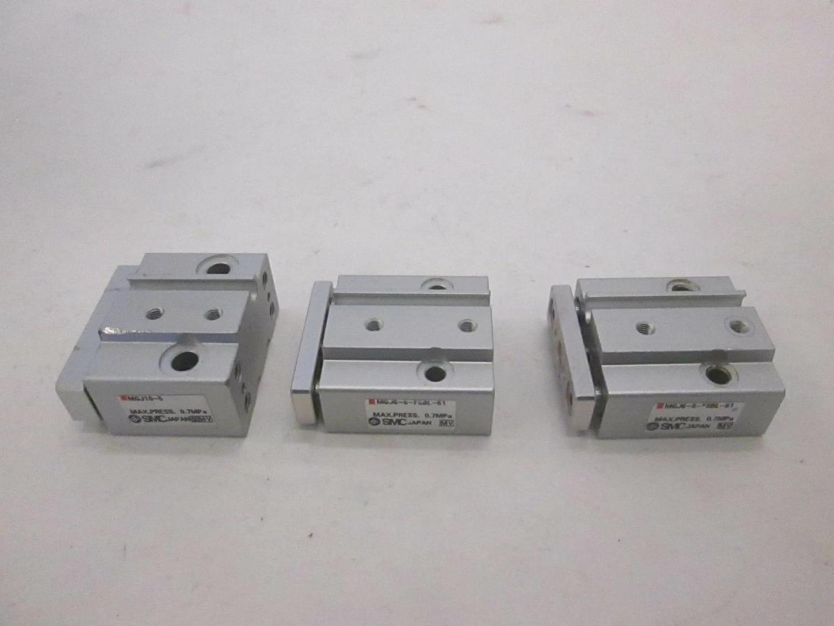 Used SMC, Mini Guide Rod Cylinder, MGJ10-5 (1) and MGJ6-6-F8BL-61 (2), Used