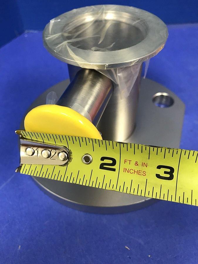 Used Stainless Steel Vacuum Pipe NW50 to 6"/5.5" Plate Flange w/ NW25 Port, Used