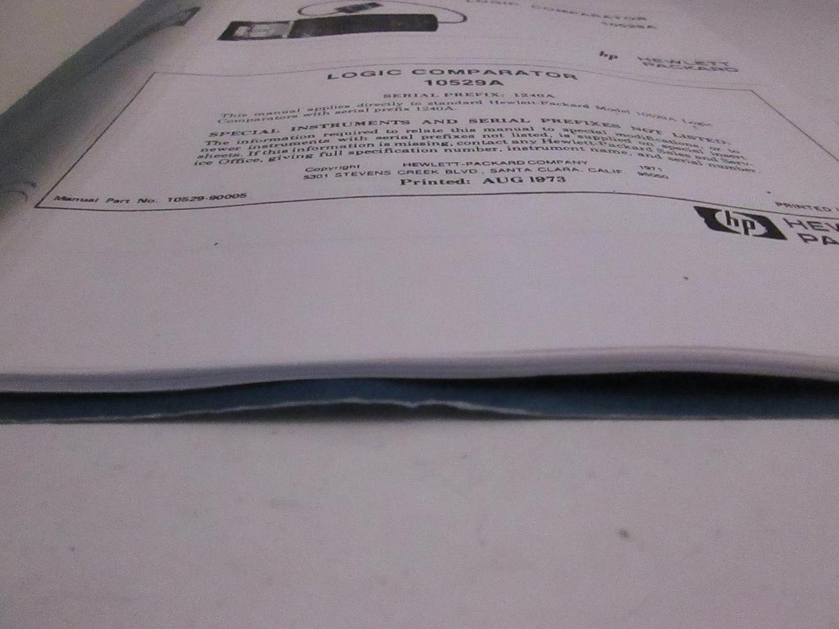 Used HP Logic Comparator 10529A Manual, Used