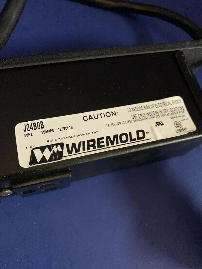 Used Wiremold J24B0B Rack Mount Power Strip w/ 6 Outlets & AMP Circular Connector