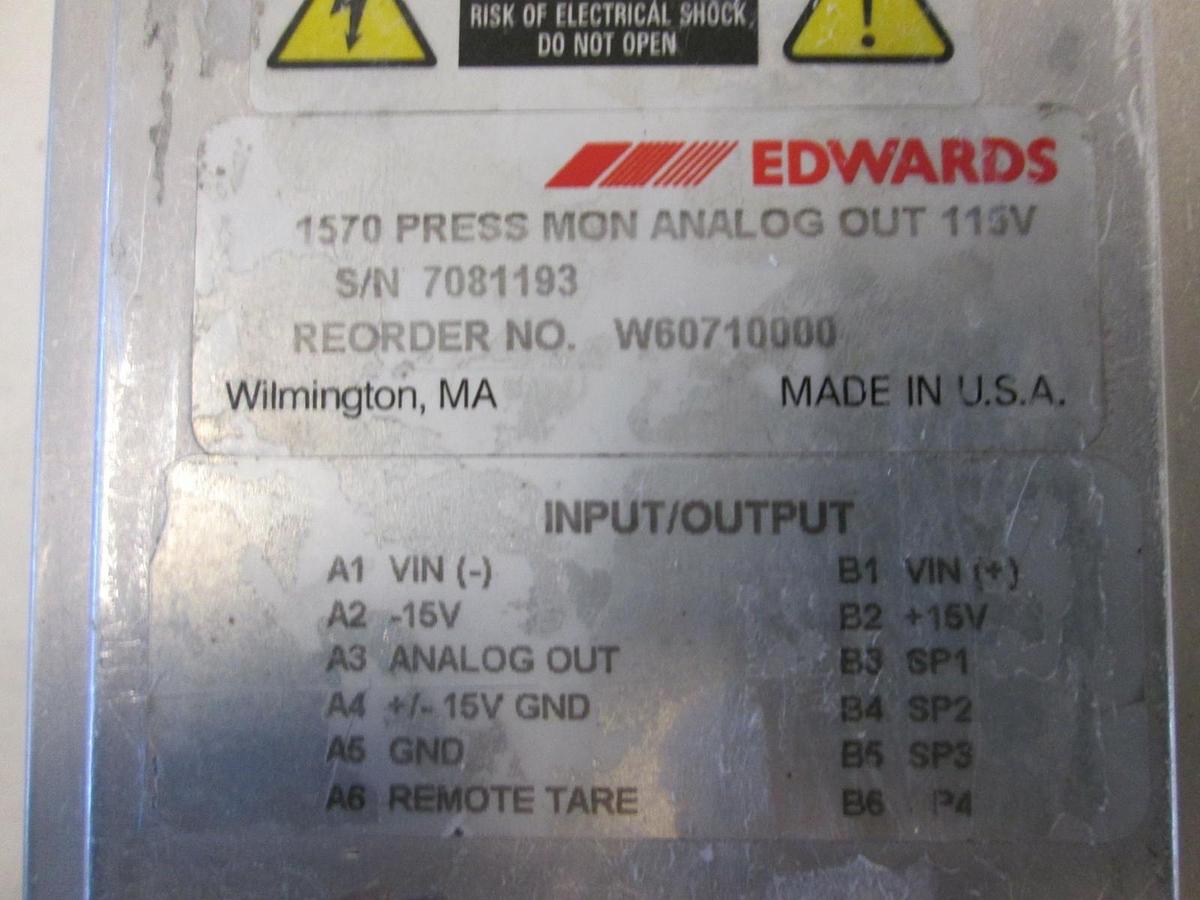 Used Edwards, Pressure Monitor Analog Output 115V w/ Cord, Model 1570, Used