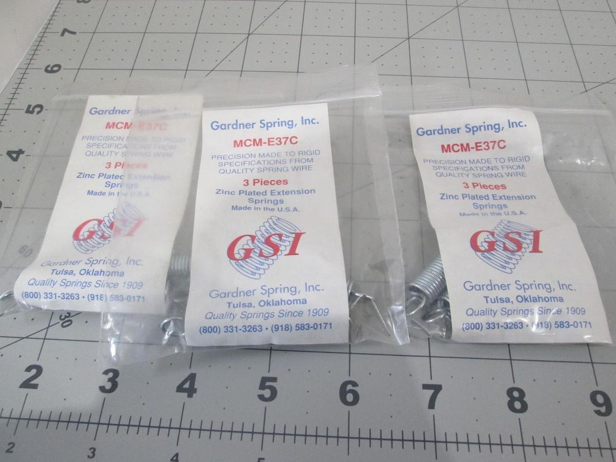 Gardner Spring, MCM-E37C, Zinc Plated Spring Extension, .3750"OD, New, Lot of 9