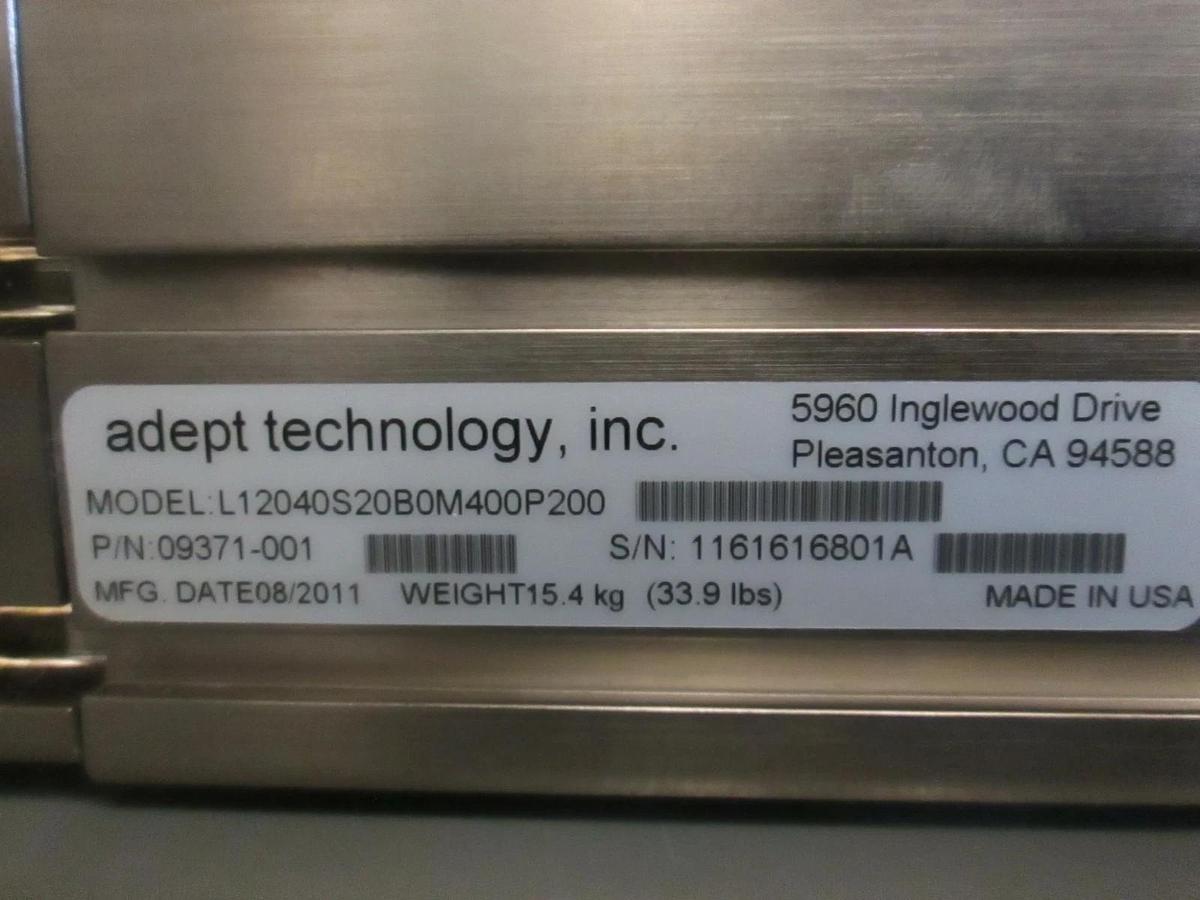 Used Adept Technology, Linear Motion Servo Actuator, L12040S20B0M400P200, Used