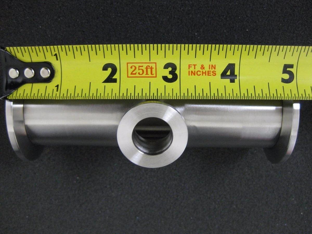 Stainless Steel Vacuum Tube Weldment, TEE NW40 Flange and NW16 Flange, New