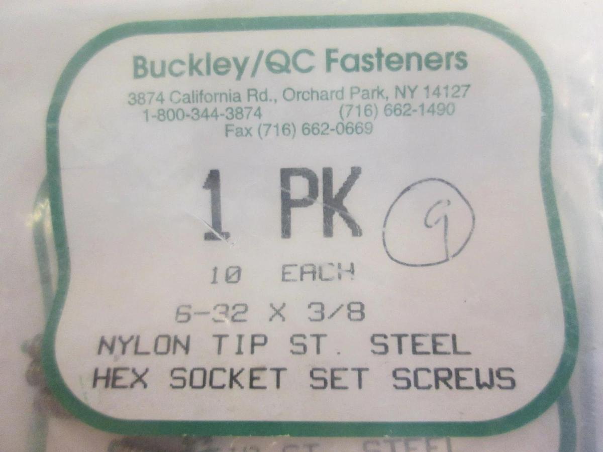 Buckley/QC Fasteners 6-32 X 3/8 Nylon Tip Steel Socket Set Screws, Lot of 20
