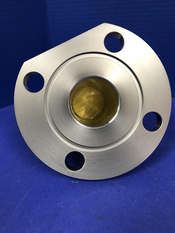 Stainless Steel Vacuum Pipe NW50 to 6"/5.5" Plate Flange w/ NW25 Port, Used