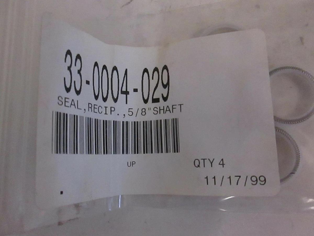Seal, Recip., 5/8" Shaft, 33-0004-029, New, Lot of 4