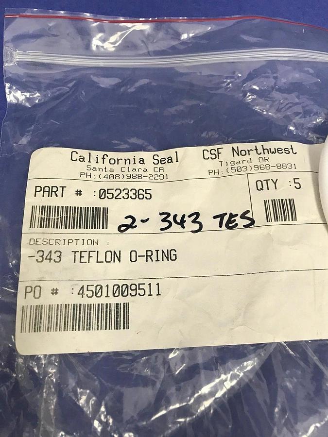 2-343 TEFLON O-RING, 3-3/4 ID X 4-1/8 OD X 3/16 W, Lot of 5