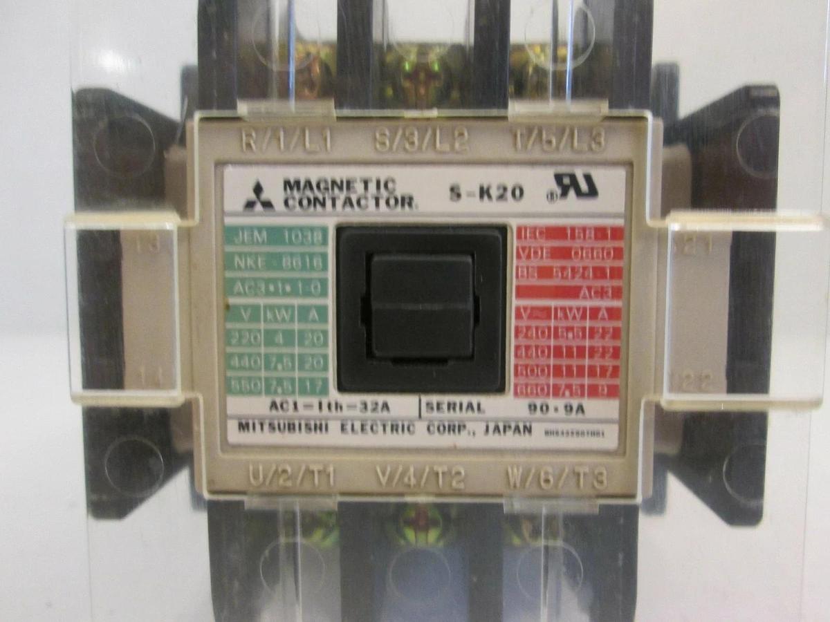 Used Mitsubishi S-K20 Magnetic Contactor, 100VAC Coil, Used