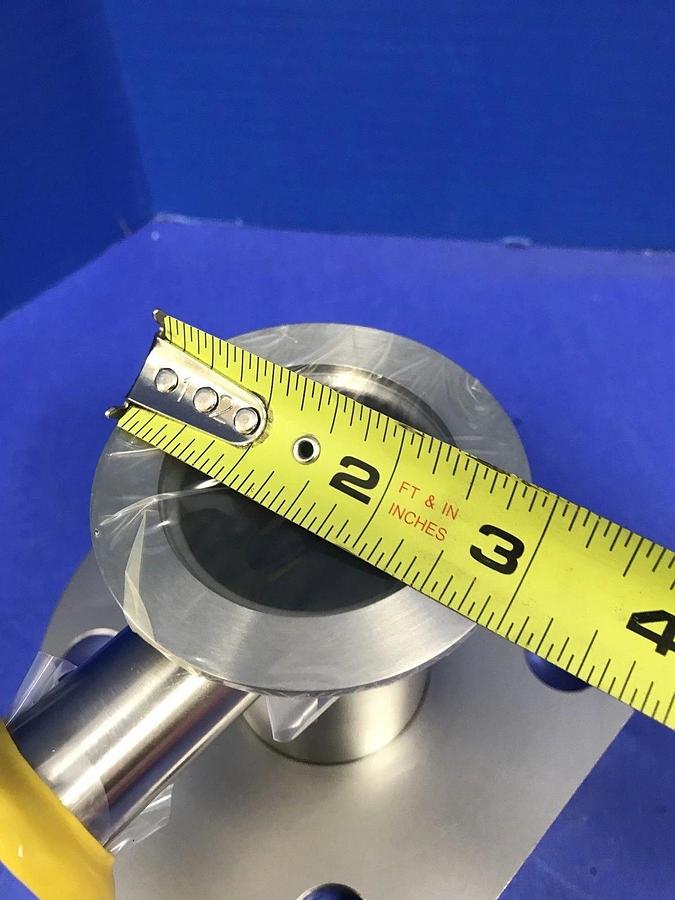 Stainless Steel Vacuum Pipe NW50 to 6"/5.5" Plate Flange w/ NW25 Port, Used