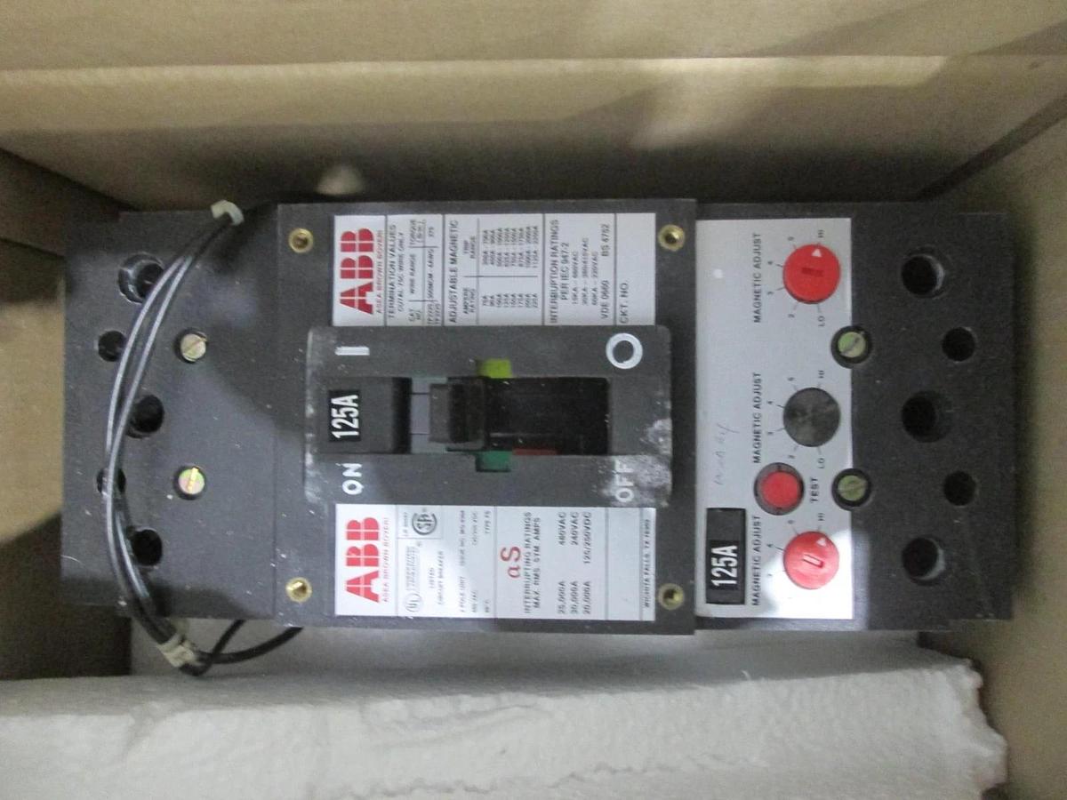 ABB, FSB4212SLUF4, 125A, 480v 3 Pole Circuit Breaker, unused.