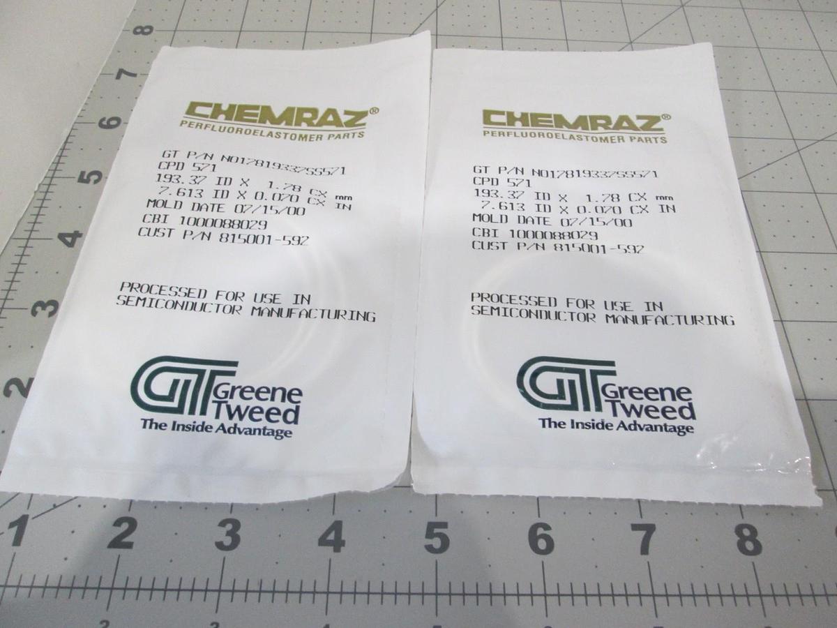 Chemraz, O-Ring, 7.613" ID, CPD 571, New, Lot of 2