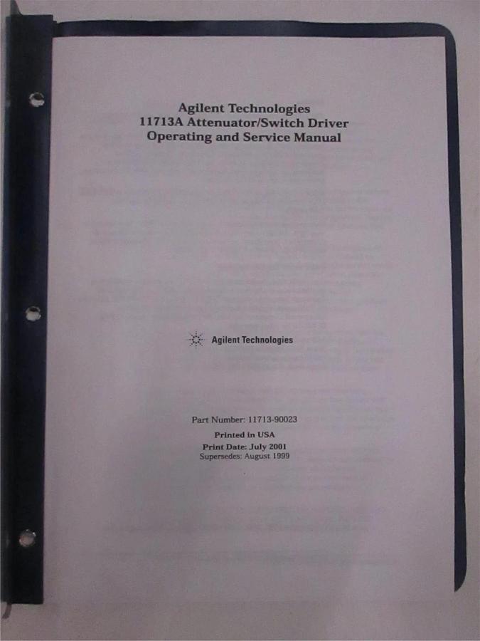 Used Agilent Tech Model 11713A Attenuator/Switch Operating and Service Manual, Used