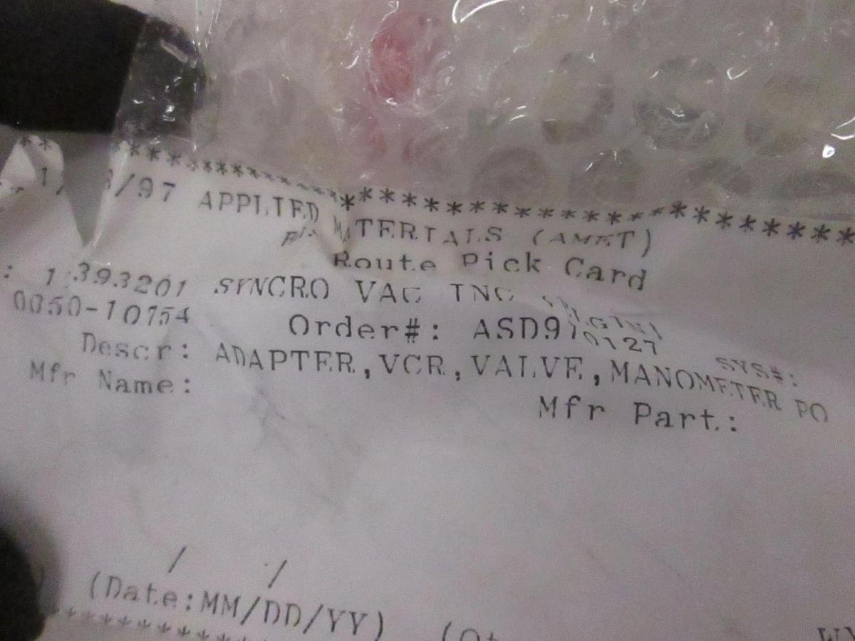 AMAT, ADAPTER,VCR,VALVE, MANOMETER PORT, 0050-10754, New