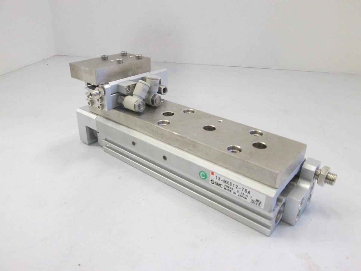Used SMC, Linear Slide Assy, 13-MXS12-75A and 13-MXS6-10A, Used