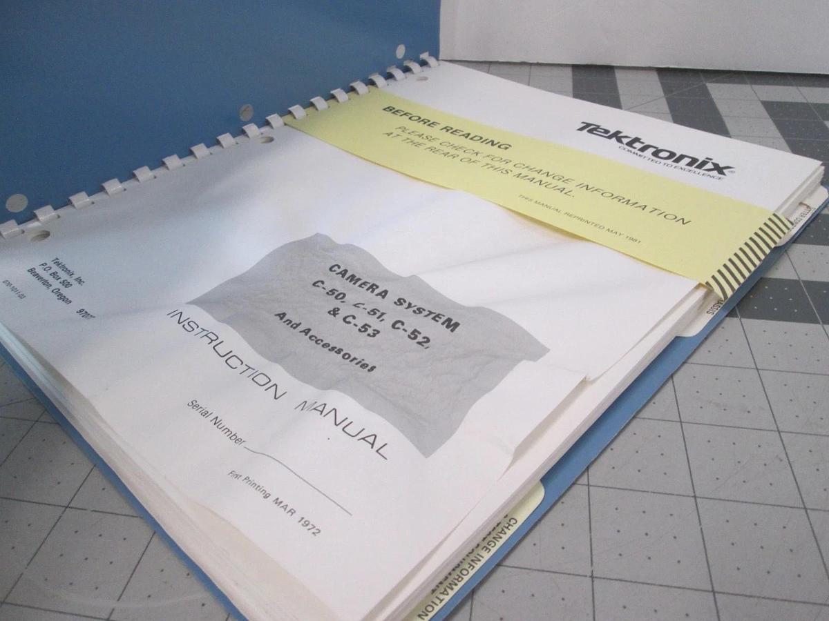 Used Tektronix, C-50, C-51, C-52, C-53 and Accessories, Instruction Manual, Used