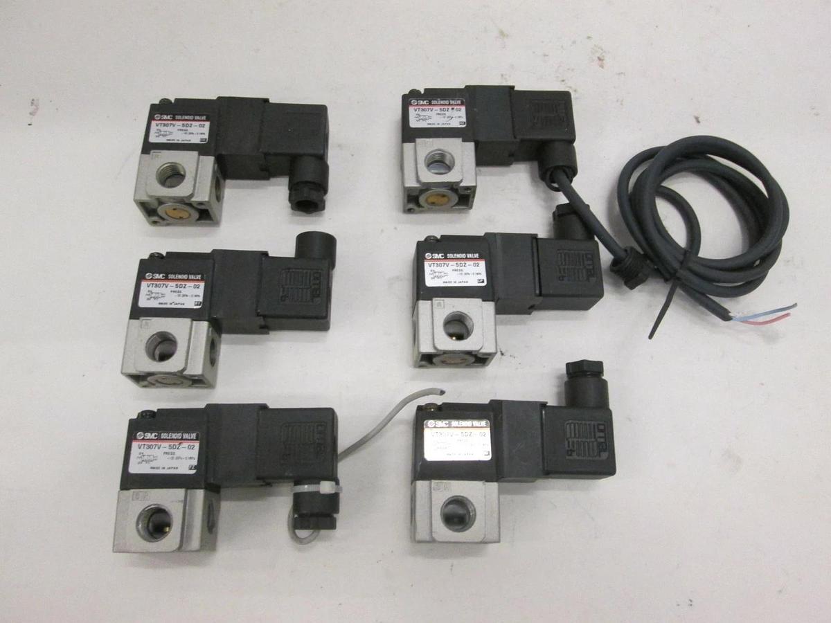 Used SMC, VT307V-5DZ-02, Solenoid Valve, Used, Lot of 6