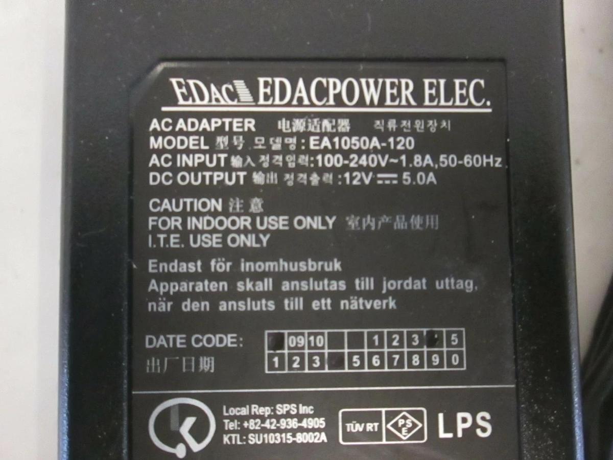 Used EDAC Power, Power Adapter with Cord EA1050A-120, Used