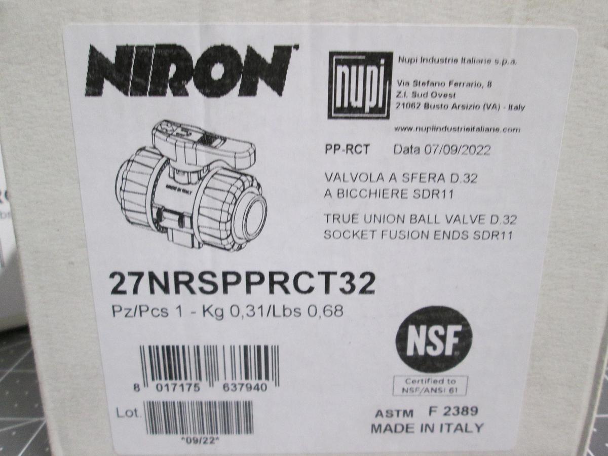 Lot 2 Niron NUPI 27NRSPPRCT32 1-1/4" PP-RCT True Union Ball Valve NIB