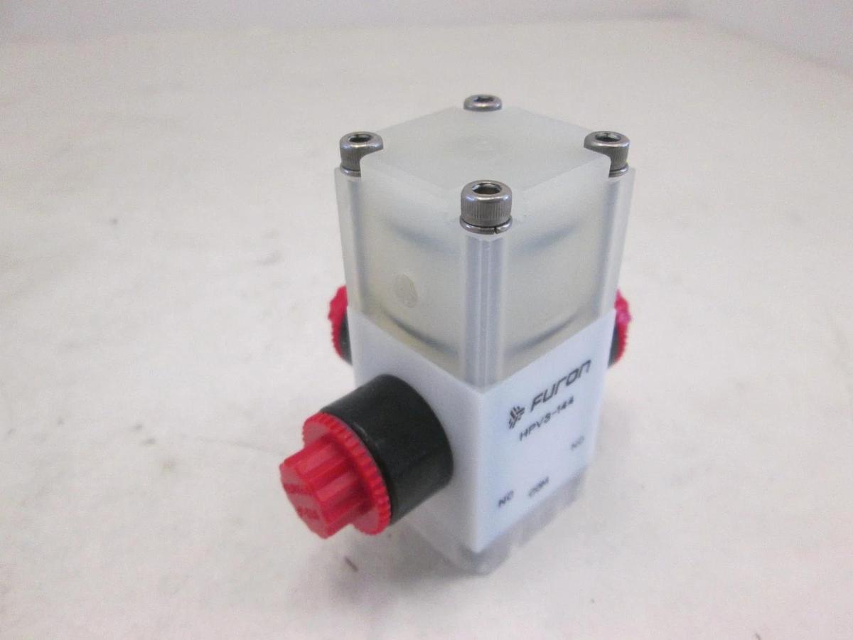 Used Furon, 3 Way Teflon Pneumatic Valve, HPV3-144, Used, Lot of 8