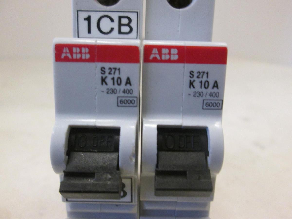 Used ABB, K 10 A, Single Pole Circuit Breaker, S271, Used, Lot of 2
