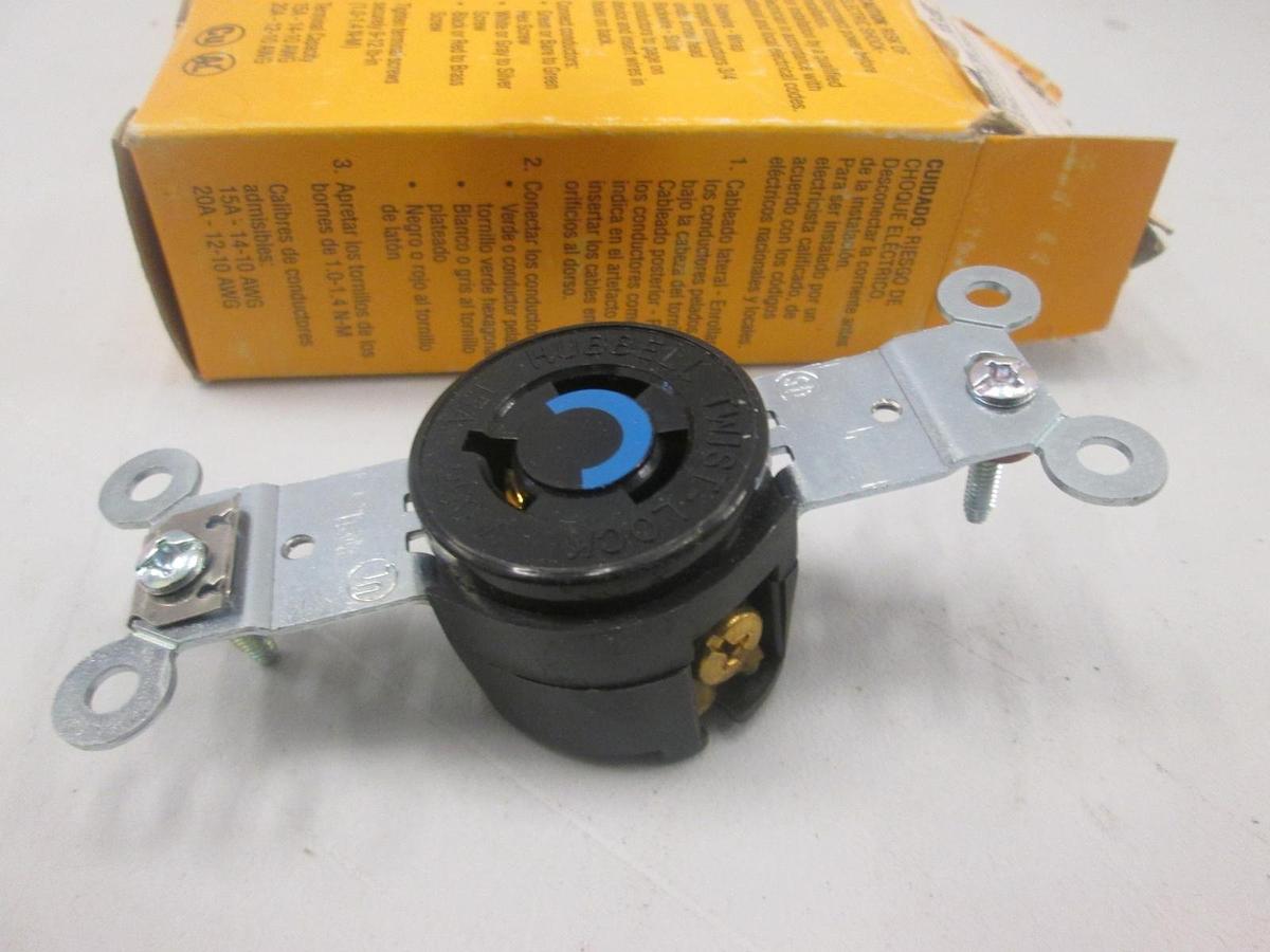 Used Hubbell, HBL4560, Twist Lock Single Receptacle, 2 Pole, New