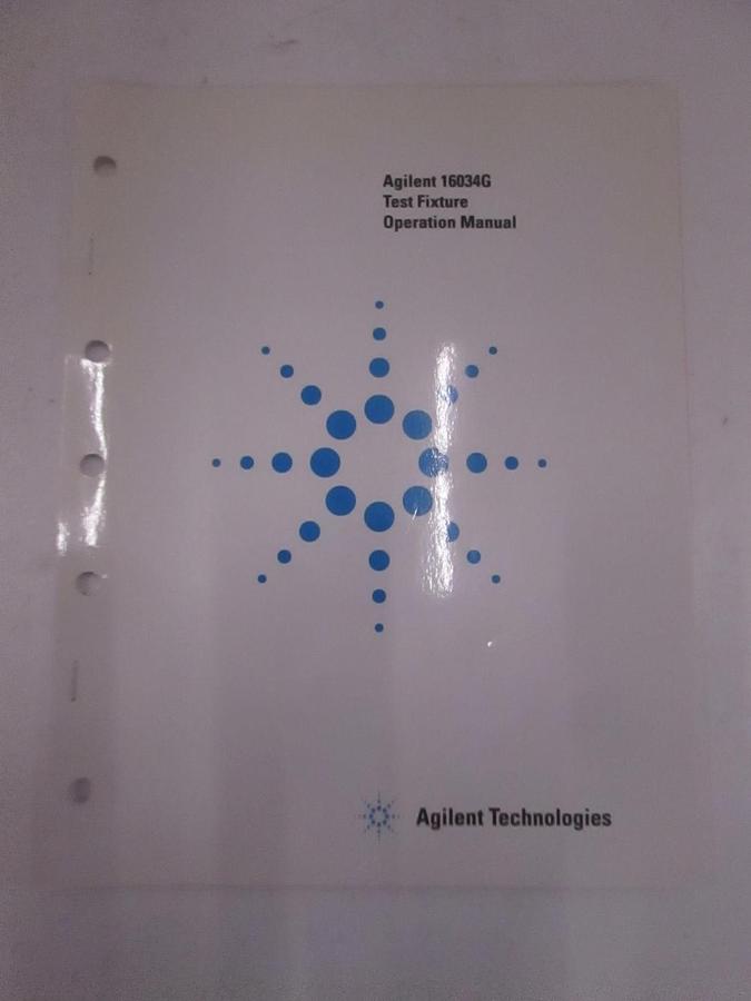 Used Agilent 16034G Test Fixture Operation Manual, Used