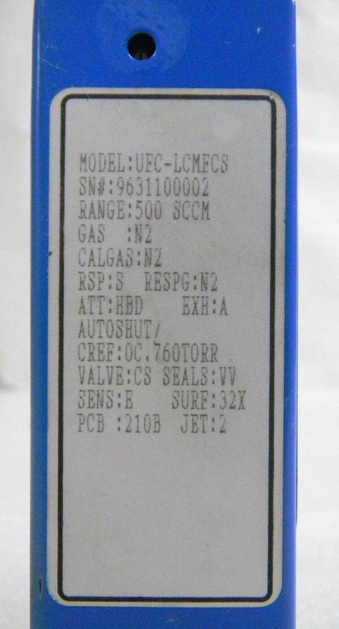 Used Unit UFC-LCMFCS, Mass Flow Controller, Gas- N2, Range- 500 SCCM, 1/4" M I/O