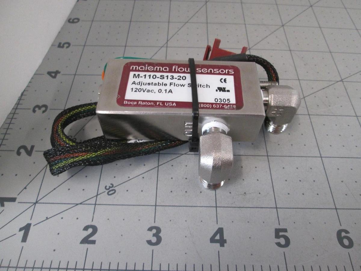 Malema Engineering, M-110-S13-20, Flow Switch, 120VAC, 0.1A, New